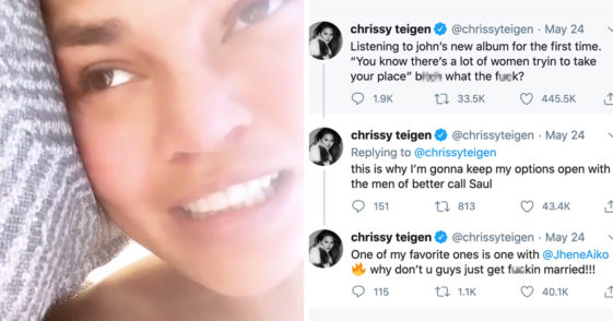 Chrissy Teigen Got So Jealous Over John Legend's "Other Women" Lyrics She Leaked His New Album On Instagram